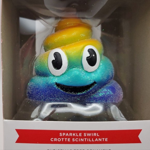 Hallmark Sparkle Swirl Rainbow Poop Emoji Christmas Tree Ornament Decor 2021 NIB - Picture 2 of 5